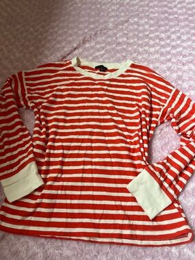 J. Crew Red and White Striped Shirt